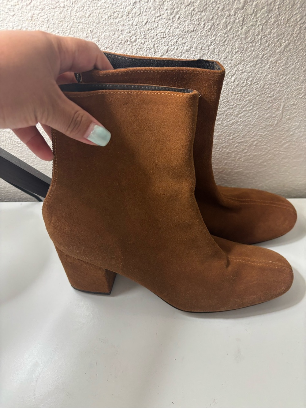 Free People Russet Suede Mid Heel Ankle Boots